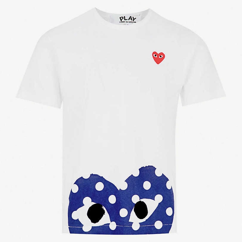 COMME DES GARCON PLAY White Short Sleeve Single heart T-Shirt Medium.